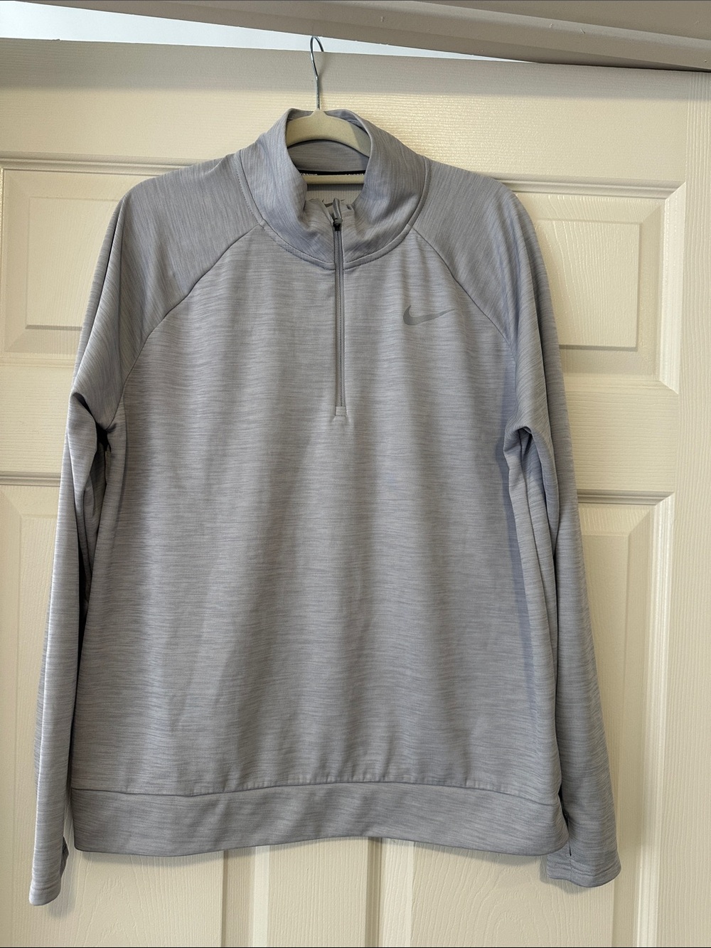 Nike women’s Light Gray Quarter-Zip Pullover Sweater